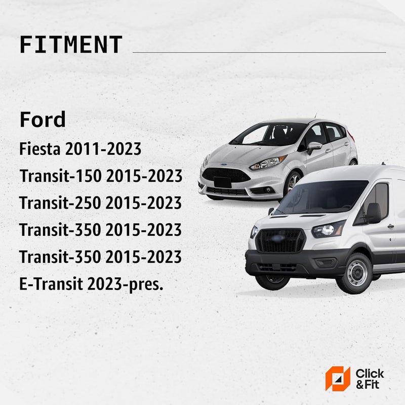 Click&Fit Windshield Washer Nozzles compatible with Ford Fiesta 2011-2022, Transit 2015-2022, F250 F350 F450 F550, Ecosport – Wiper water spray jets repair replaces OE: BE8Z-17603-A (2-jets) - Image 2